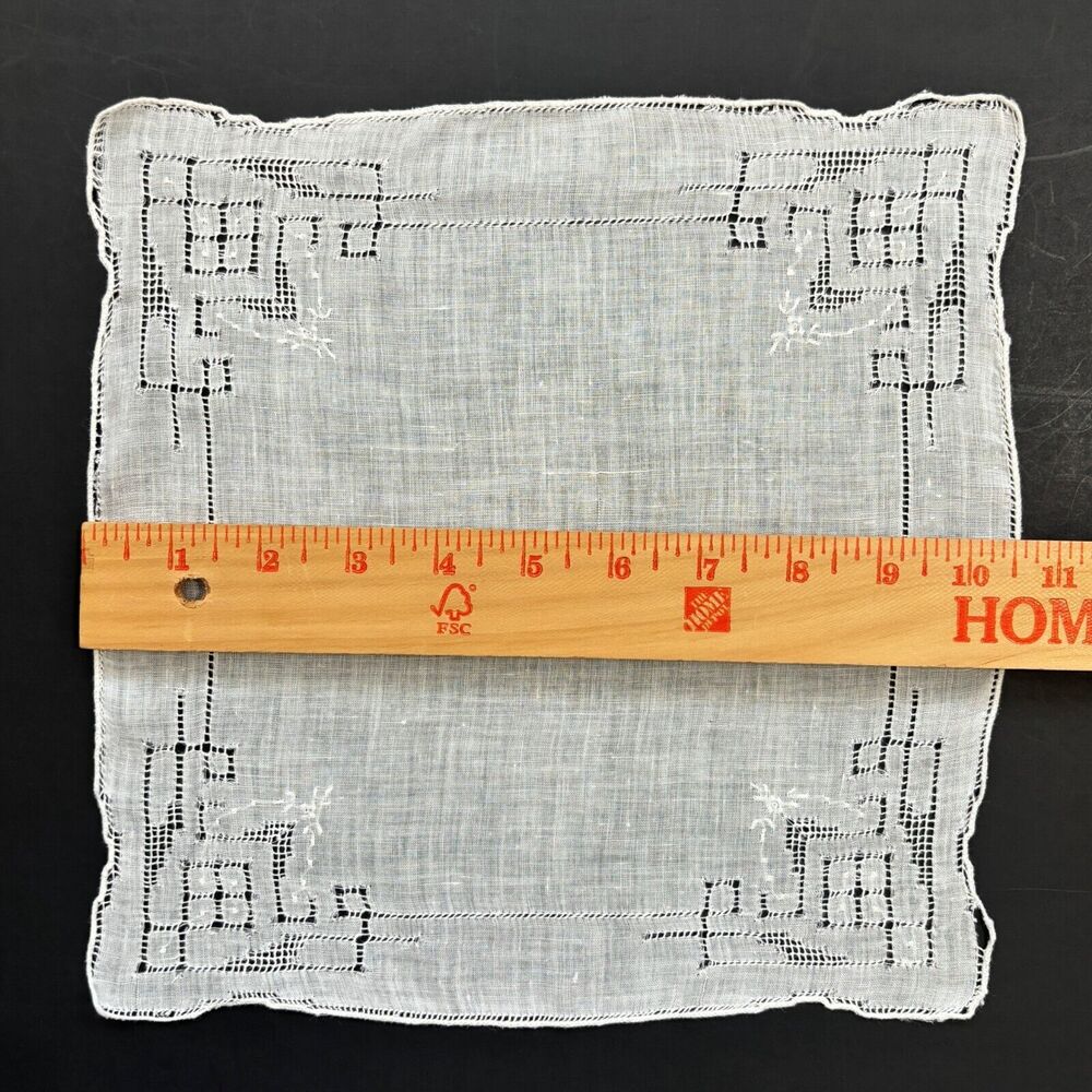 Embroidered Pulled Thread Wedding Handkerchief Br… - image 4